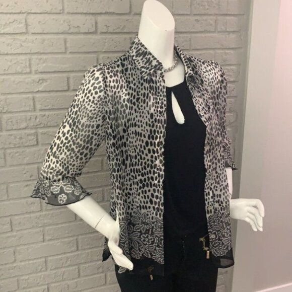 MJ Collection See Through Button Front Blouse Size S - Picture 3 of 11